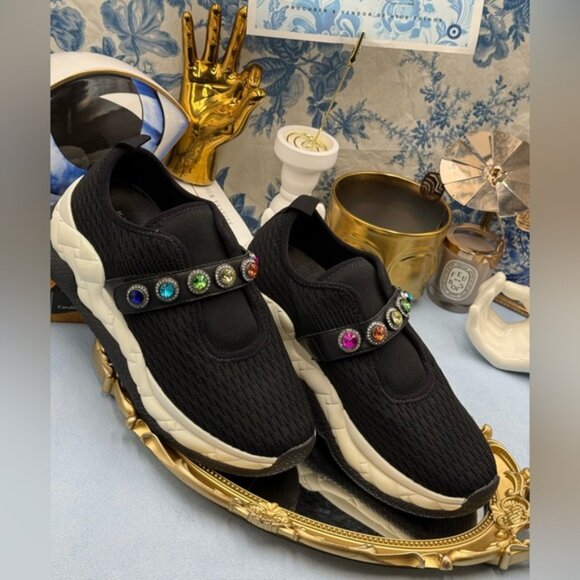 🆕 KURT GEIGER LONDON 🧿 NWOB London Knit Jewel Sneakers, Black Sz EU40 US 9 - Picture 5 of 15